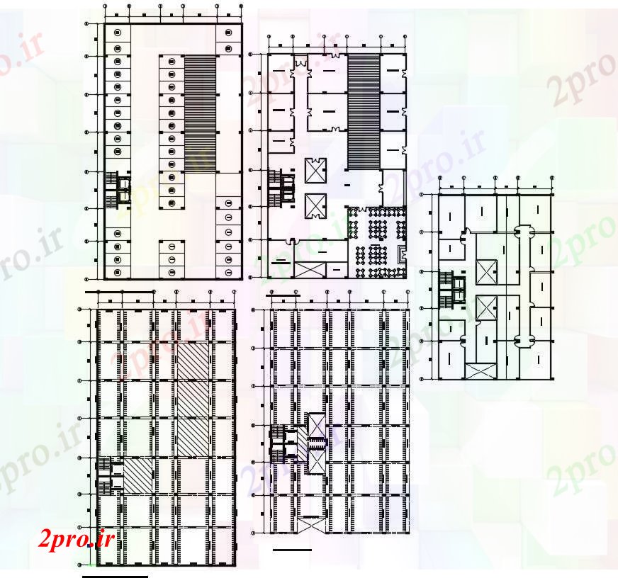 دانلود نقشه ساختمان اداری - تجاری - صنعتی طراحی دفتر 22 در 35 متر (کد90011)