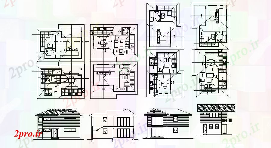 دانلود نقشه مسکونی  ، ویلایی ، آپارتمان  نما خانه و بخش (کد90024)