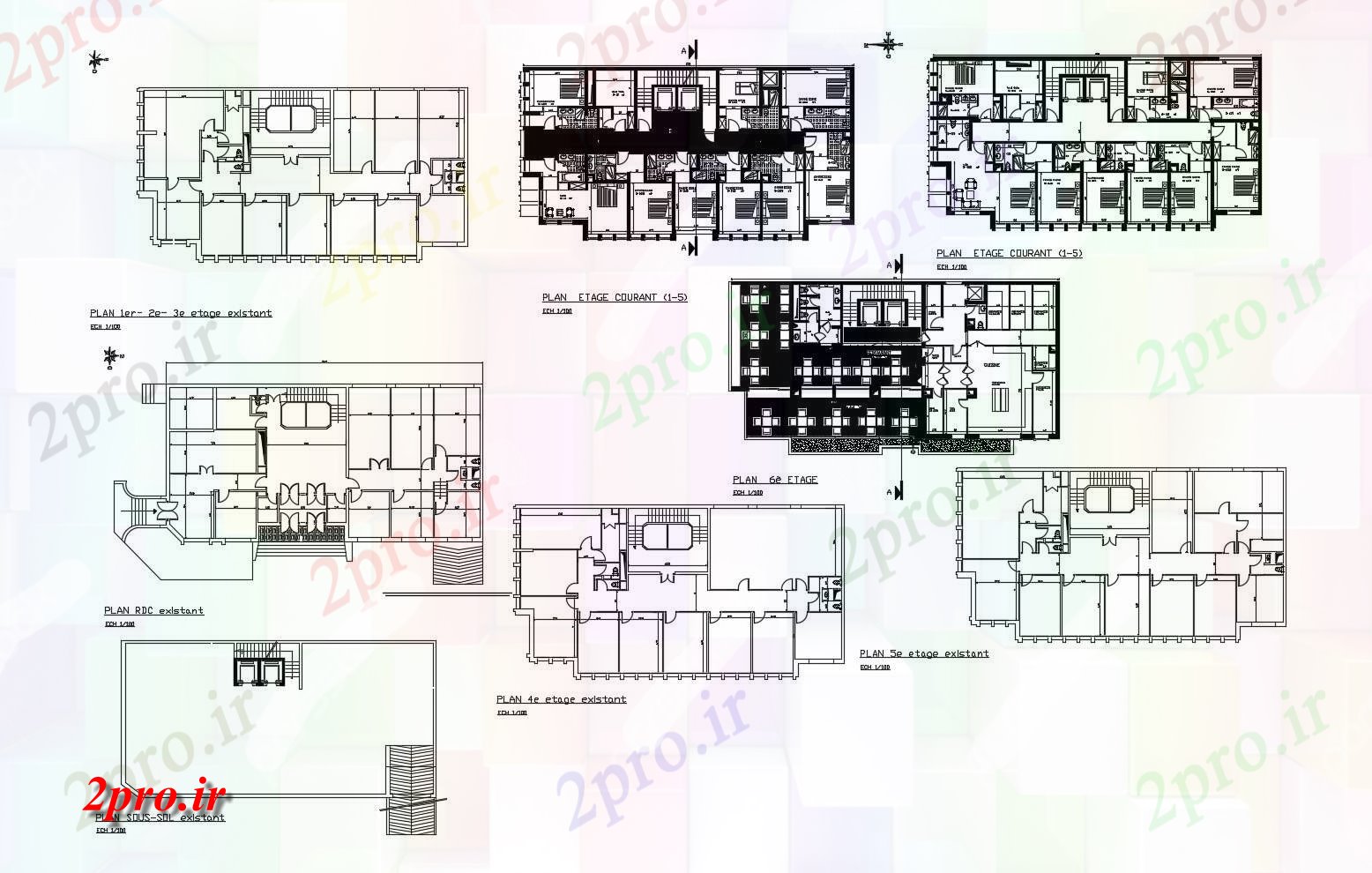 دانلود نقشه هتل - رستوران - اقامتگاه طرحی ساختمان هتل با ابعاد جزئیات 14 در 27 متر (کد90031)