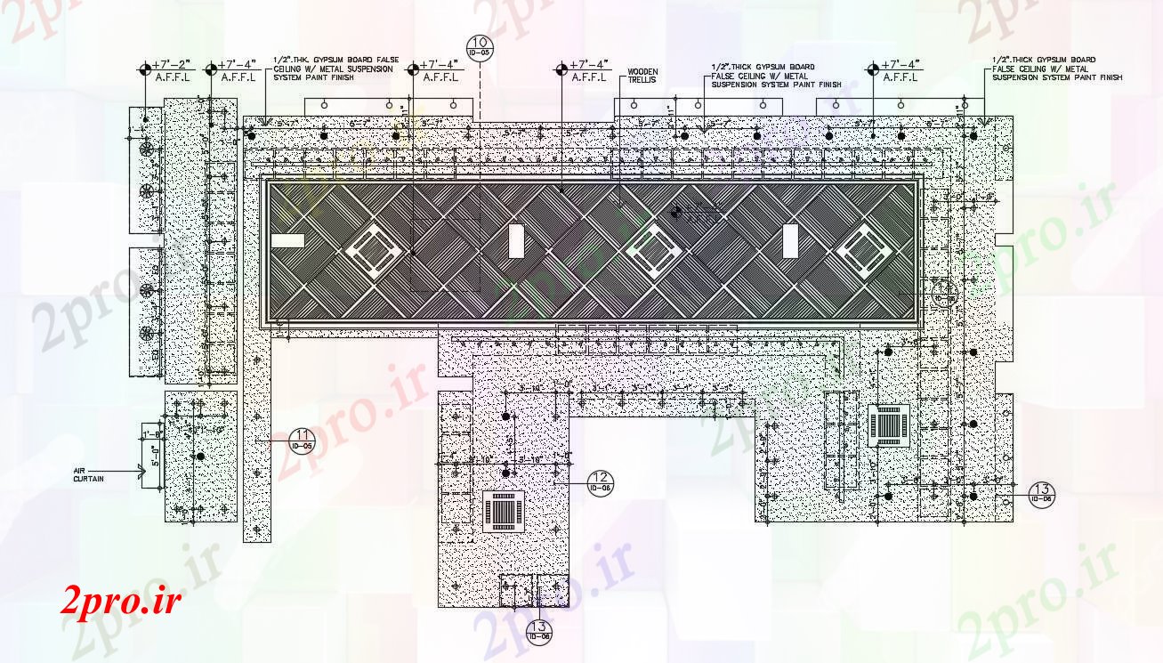 دانلود نقشه کارخانه صنعتی  ، کارگاه طراحی سقف (کد90079)