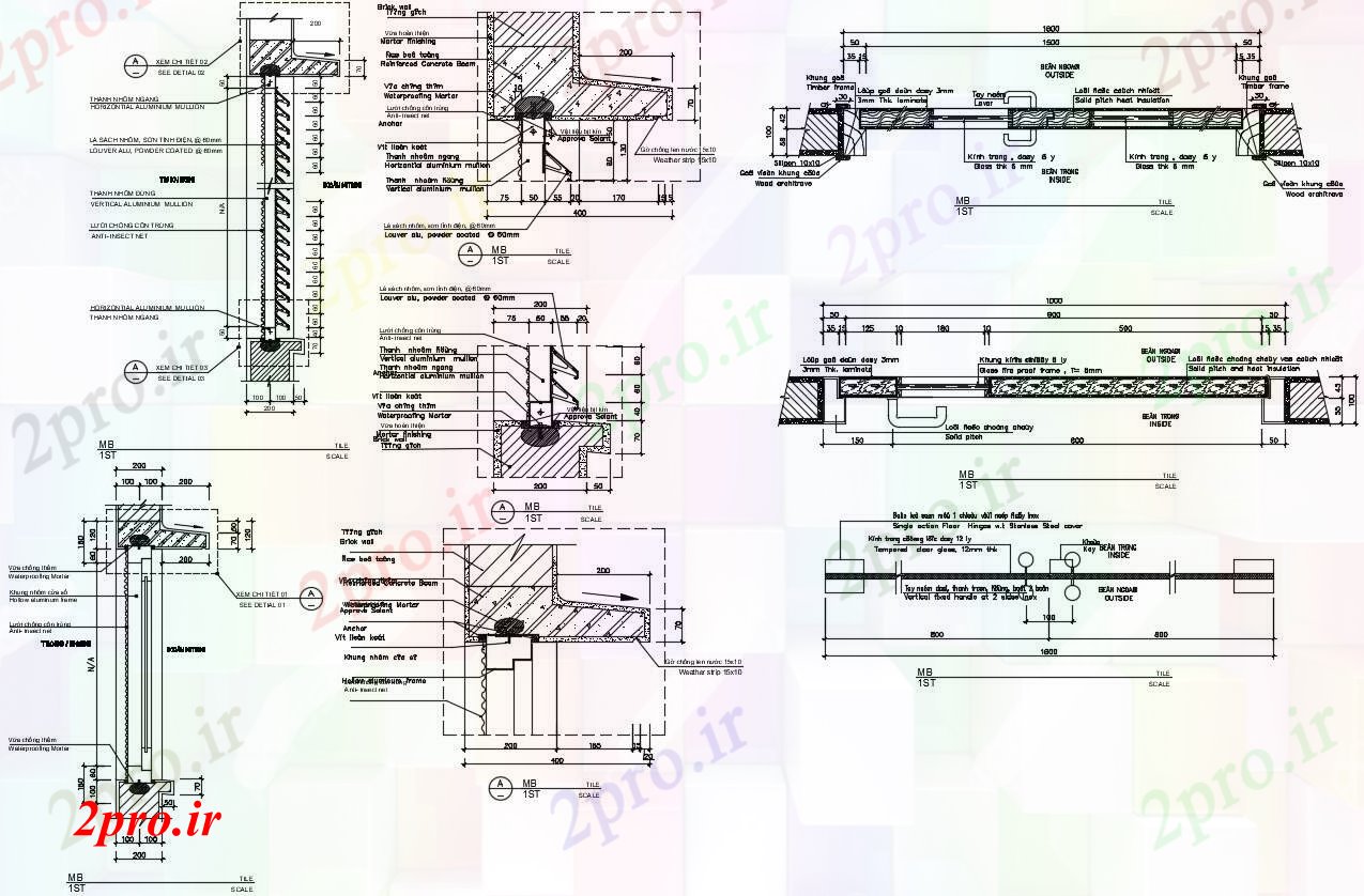 دانلود نقشه جزئیات طراحی در و پنجره  طراحی درب (کد90100)
