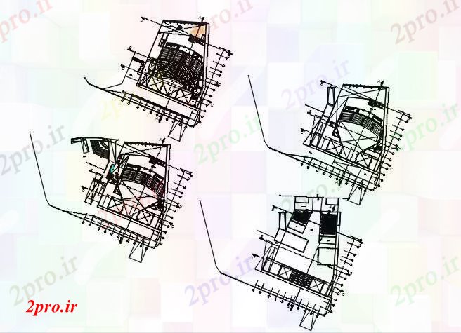 دانلود نقشه ساختمان اداری - تجاری - صنعتی طراحی طرحی جزئیات سالن های معماری ساخت و ساز 37 در 44 متر (کد90117)