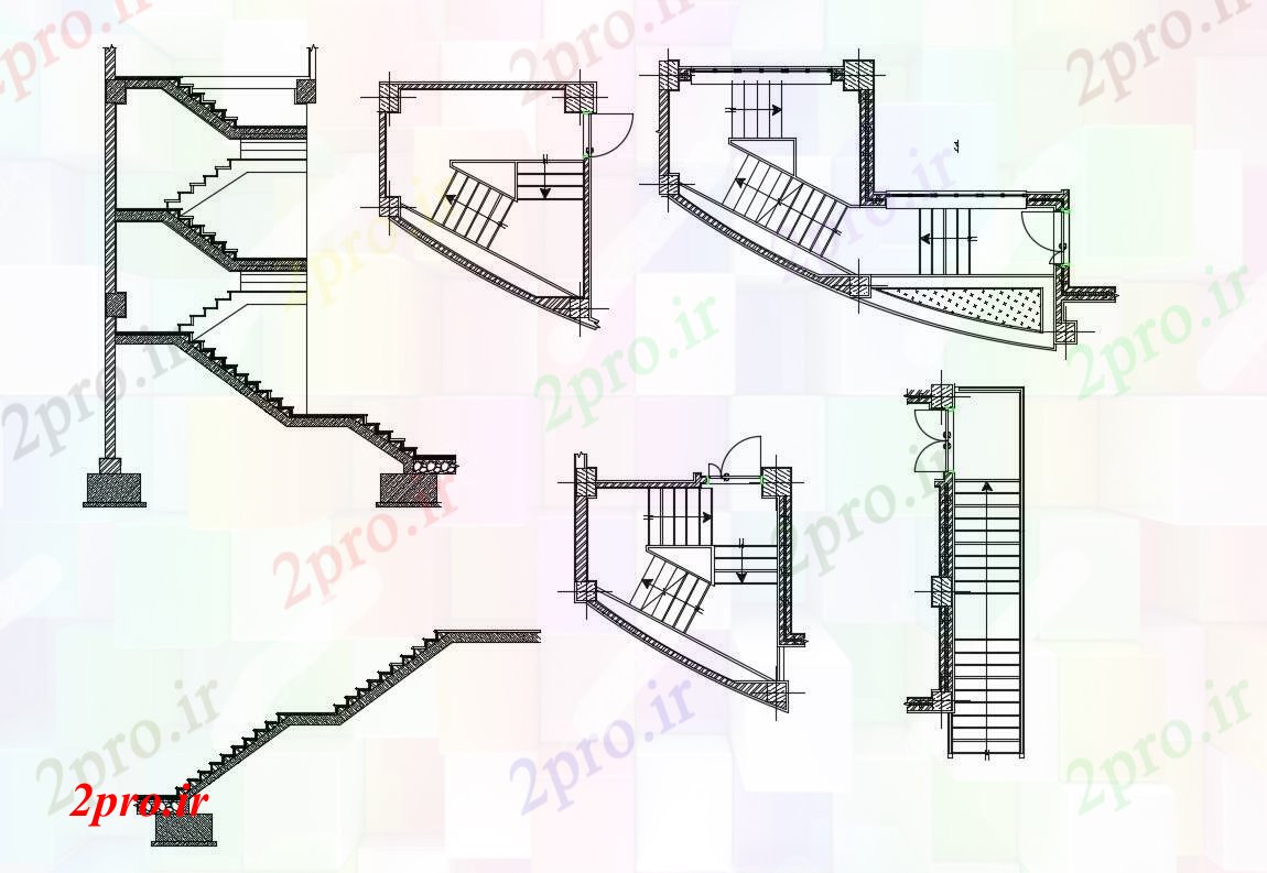 دانلود نقشه جزئیات ساختار طرحی های  و نما و راه پله ساخت و ساز (کد90134)