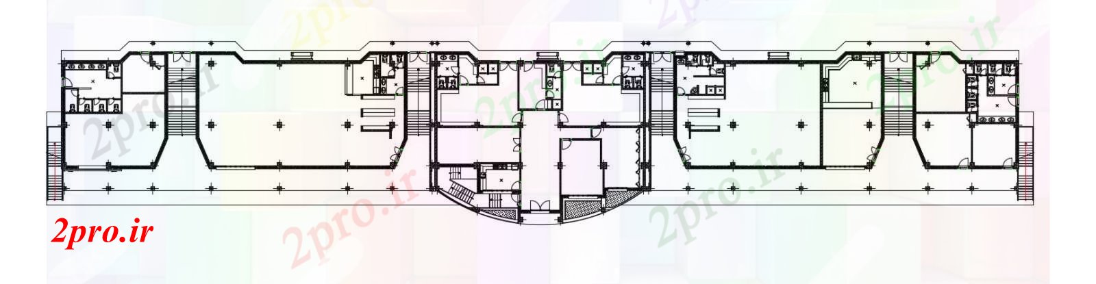 دانلود نقشه ورزشگاه ، سالن ورزش ، باشگاه طراحی جزئیات دو بعدی ورزشی طبقات ساختمان طرحی بندی 15 در 101 متر (کد90142)
