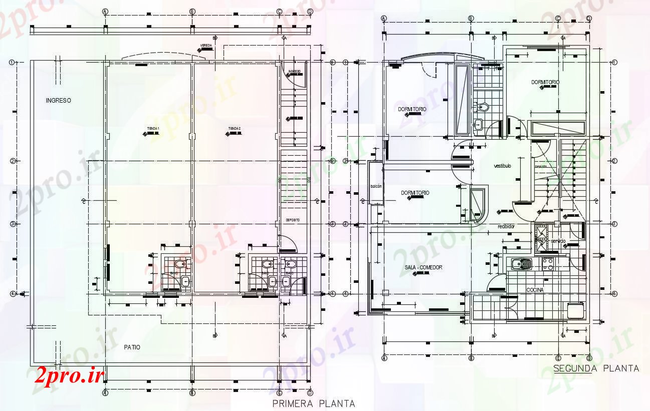 دانلود نقشه  خانه مسکونی ، ویلاطرحی معماری  دو طبقه ساختمان های مسکونی (کد90158)