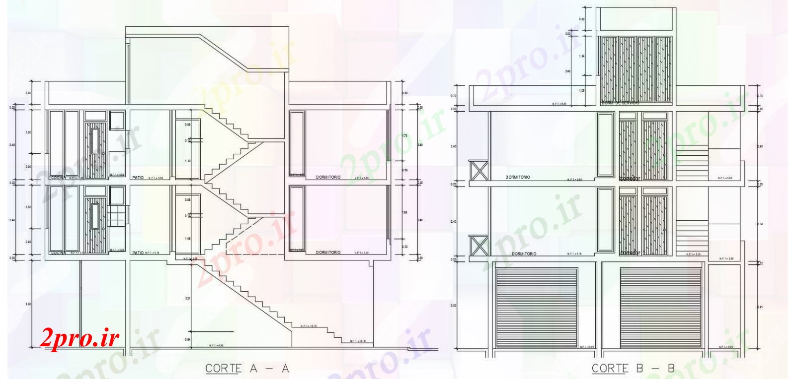 دانلود نقشه مسکونی  ، ویلایی ، آپارتمان    طراحی مقطعی مسکن آپارتمان   (کد90159)