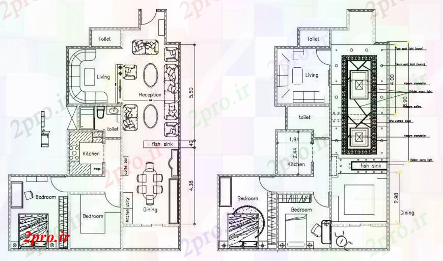 دانلود نقشه مسکونی  ، ویلایی ، آپارتمان  طراحی اقامت با طراحی سقف   (کد90188)