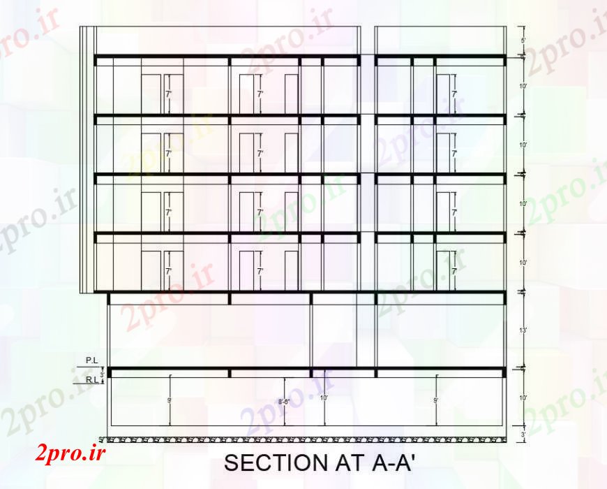 دانلود نقشه مسکونی  ، ویلایی ، آپارتمان  طرحی بخش از آپارتمان   ساختمان   (کد90213)