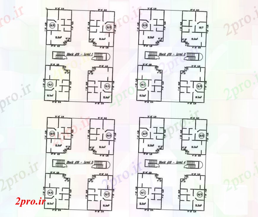 دانلود نقشه مسکونی  ، ویلایی ، آپارتمان  بلوک طرحی آپارتمان     (کد90240)