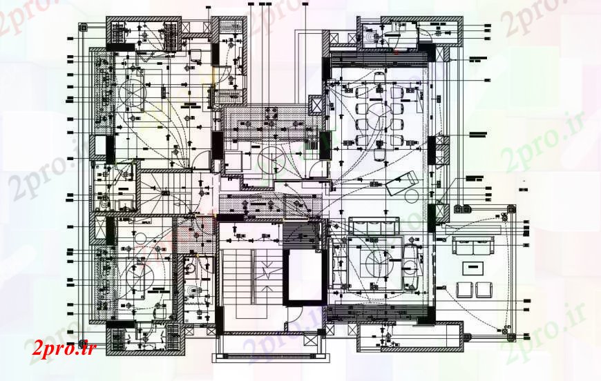 دانلود نقشه طراحی داخلی طرحی نصب و راه اندازی طرحی برق در ساخت 12 در 13 متر (کد90278)