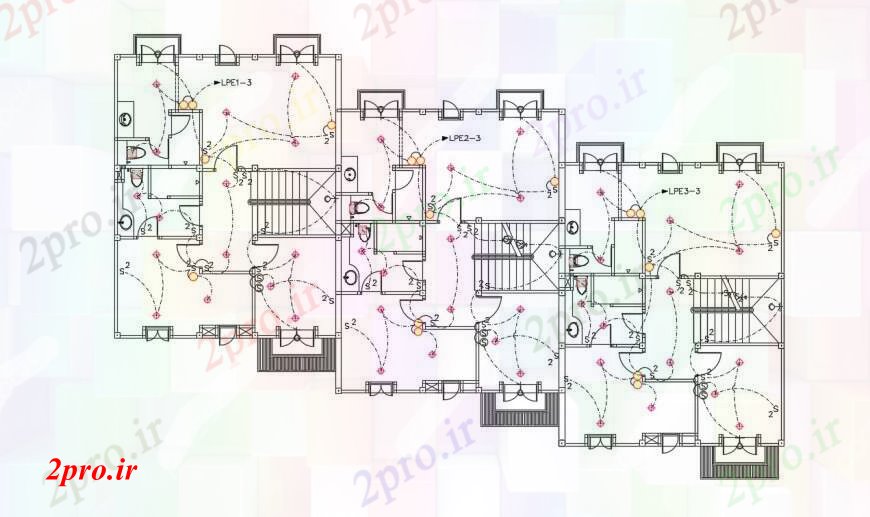 دانلود نقشه طراحی داخلی مسکن آپارتمان زندگی طراحی نصب و راه اندازی الکتریکی طرحی دو بعدی 14 در 31 متر (کد90304)