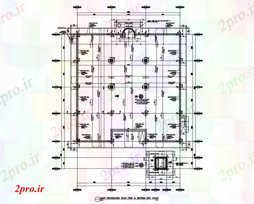 دانلود نقشه طراحی اتوکد پایه طرحی پایه قایق دو بعدی از RCC ساختار 54 در 180 متر (کد90330)
