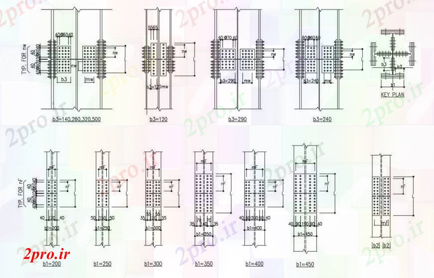 دانلود نقشه جزئیات ساخت و ساز ستون فولادی جزئیات مشترک   (کد90356)