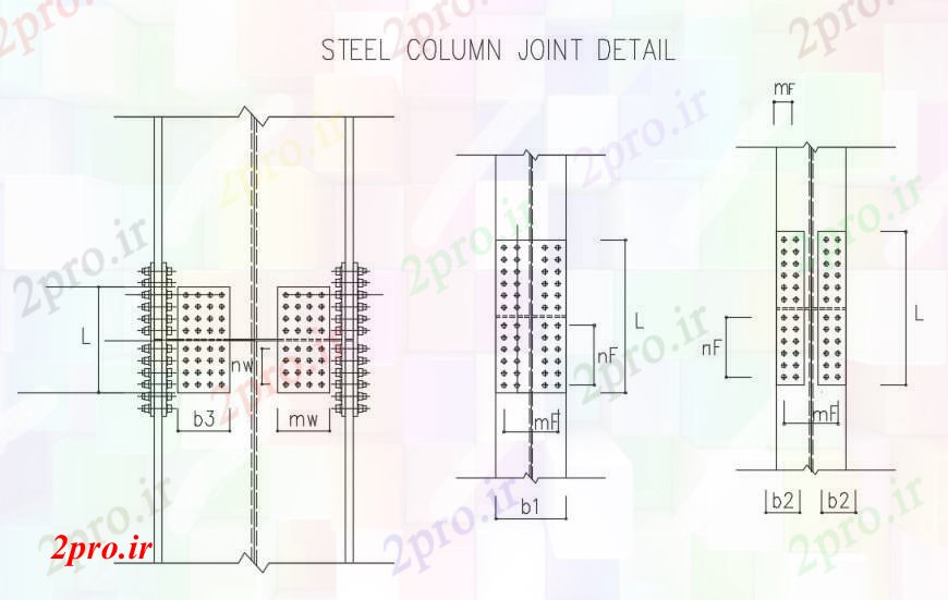 دانلود نقشه قالب اسکلت فلزی  ستون فولاد مشترک  فرم   (کد90357)