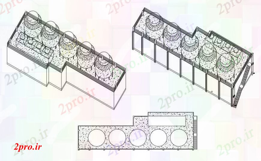 دانلود نقشه کارخانه صنعتی  ، کارگاه چیلر دو بعدی   ساختمان (کد90394)