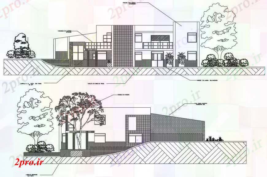 دانلود نقشه مسکونی  ، ویلایی ، آپارتمان  جانبی مفهوم نمای بیرونی یک خانه ساحلی (کد90411)