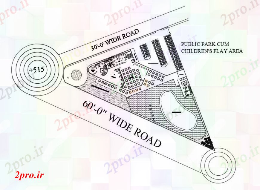 دانلود نقشه پارک - باغ عمومی پارک عمومی منطقه بازی تقدیر کودکان 76 در 92 متر (کد90414)