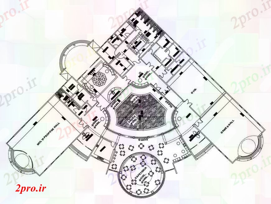 دانلود نقشه هتل - رستوران - اقامتگاه  معماری باشگاه پروژه خانه   جزئیات (کد90416)