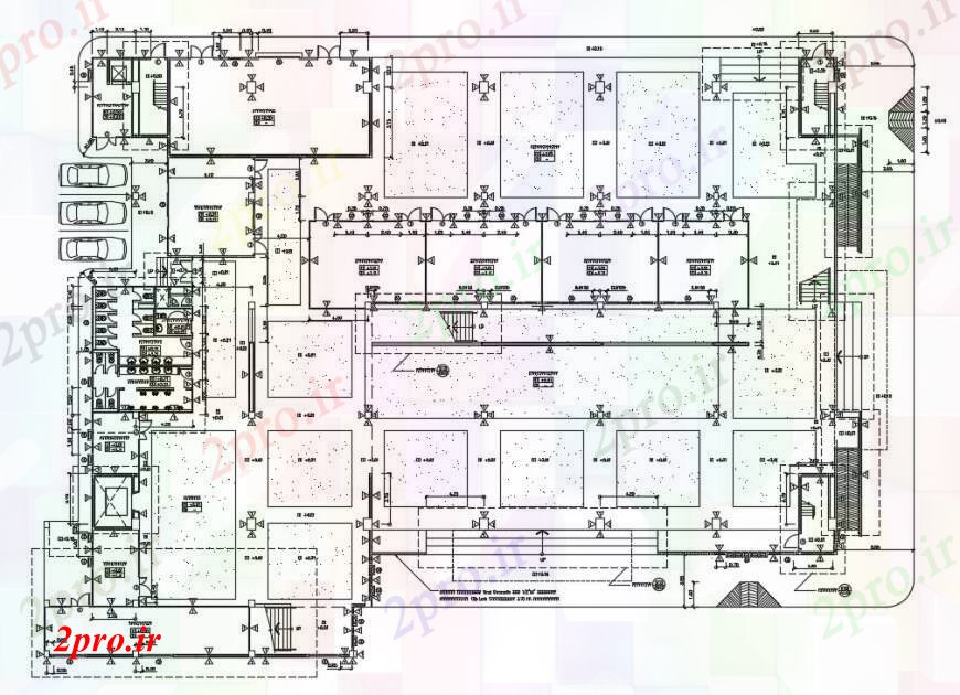 دانلود نقشه ساختمان اداری - تجاری - صنعتی طبقه همکف ساختمان کنفرانس (کد90422)