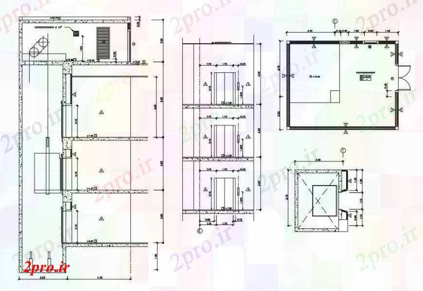 دانلود نقشه جزئیات ساخت و ساز آسانسور آسانسور بخش   (کد90426)