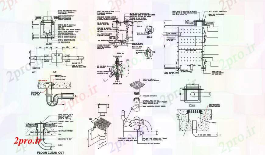 دانلود نقشه جزئیات لوله کشی طراحی دو بعدی طراحی تخلیه طبقه 21 در 34 متر (کد90431)