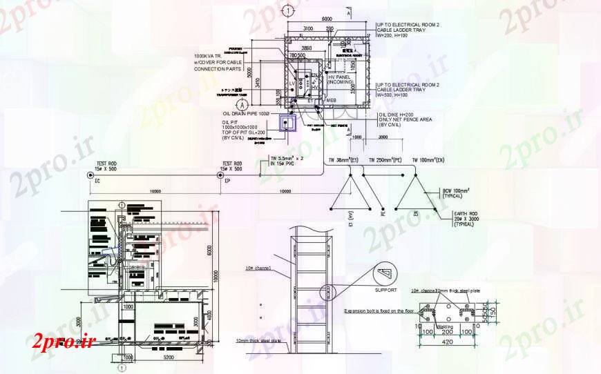 دانلود نقشه اتوماسیون و نقشه های برق  طراحی های  از یک اتاق الکتریکی (کد90448)