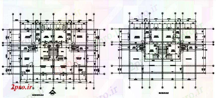 دانلود نقشه کارخانه صنعتی ، کارگاه طبقه همکف طرحی کار جزئیات بالا 44 در 66 متر (کد90450)