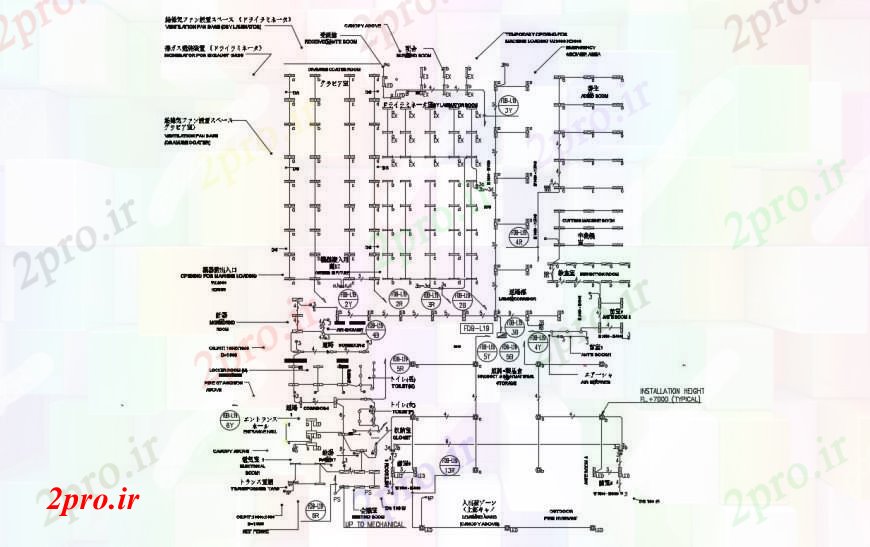 دانلود نقشه برق کشی ، اتصالات طرحی طبقه همکف از طرحی روشنایی (کد90456)