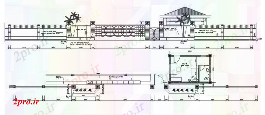 دانلود نقشه مسکونی  ، ویلایی ، آپارتمان  دیوار مرکب با اتاق امنیتی   جزئیات (کد90460)