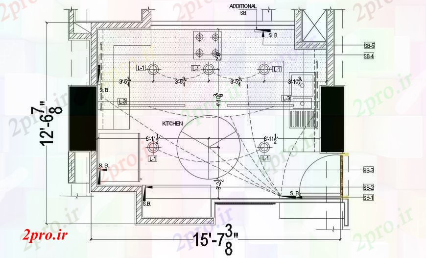 دانلود نقشه اتوماسیون و نقشه های برق طراحی برق از آشپزخانه 12 در 14 متر (کد90464)