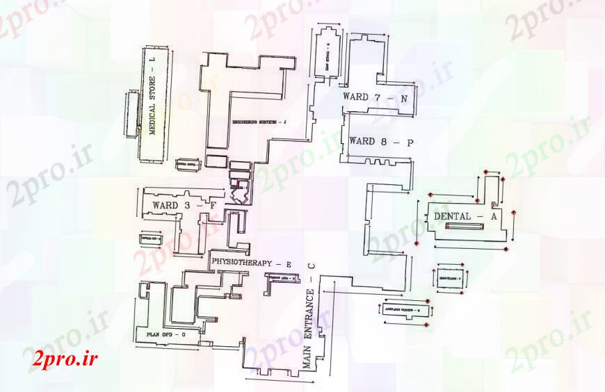 دانلود نقشه بیمارستان -  درمانگاه -  کلینیک طراحی نمای از بیمارستان (کد90471)