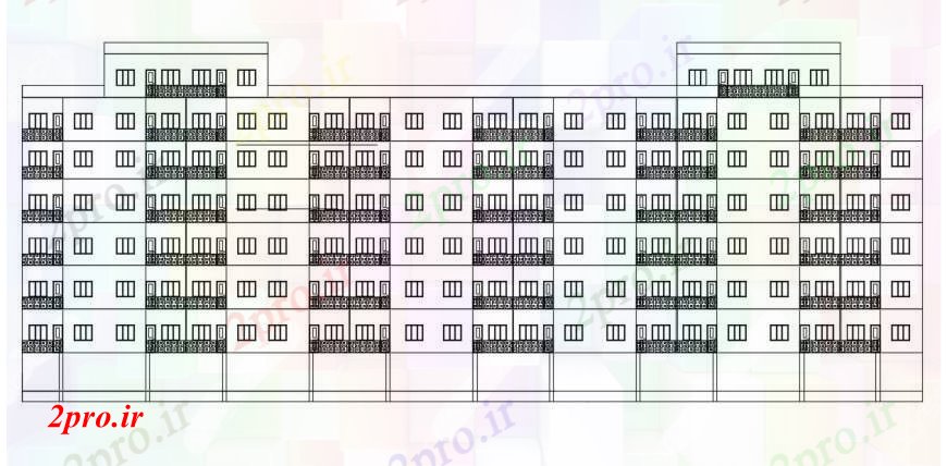 دانلود نقشه مسکونی ، ویلایی ، آپارتمان آپارتمان ساختمان نما 14 در 97 متر (کد90483)