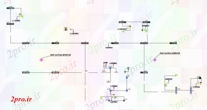 دانلود نقشه طراحی داخلی طراحی جزئیات از مدارهای الکتریکی نمودار  دو بعدی  (کد90502)