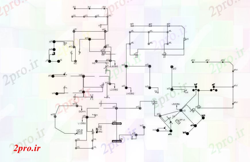 دانلود نقشه طراحی داخلی طراحی جزئیات از مدارهای الکتریکی نمودار (کد90505)