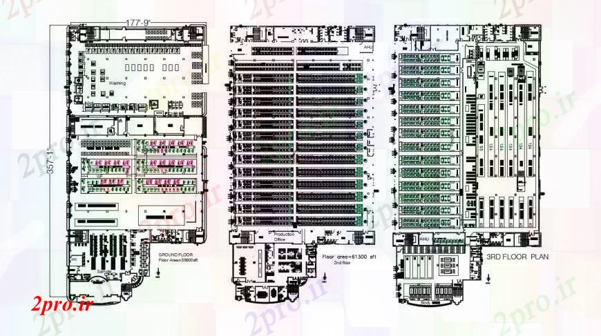 دانلود نقشه کارخانه صنعتی  ، کارگاه تولید کننده پوشاک طراحی کارخانه (کد90507)