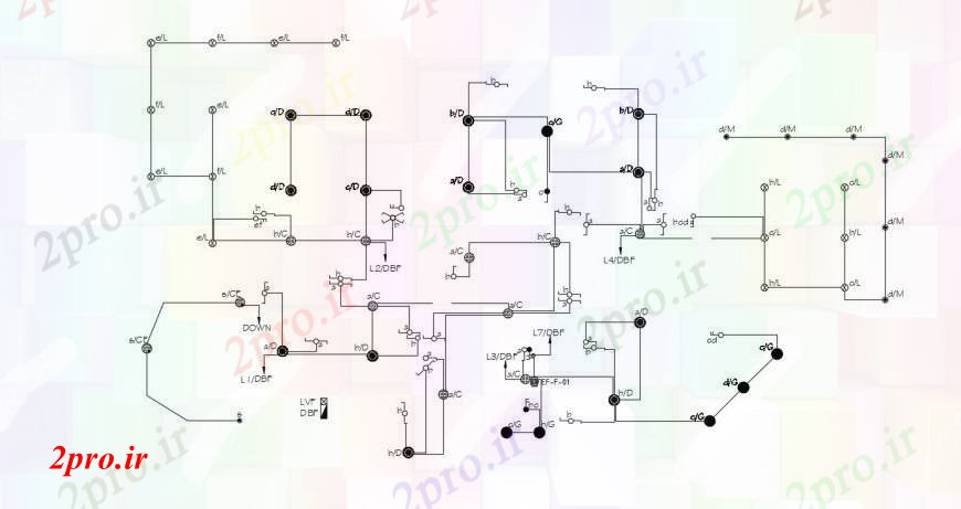 دانلود نقشه طراحی داخلی جزئیات مدارهای نمودار جریان طرحی  اتوکد دو بعدی   (کد90508)