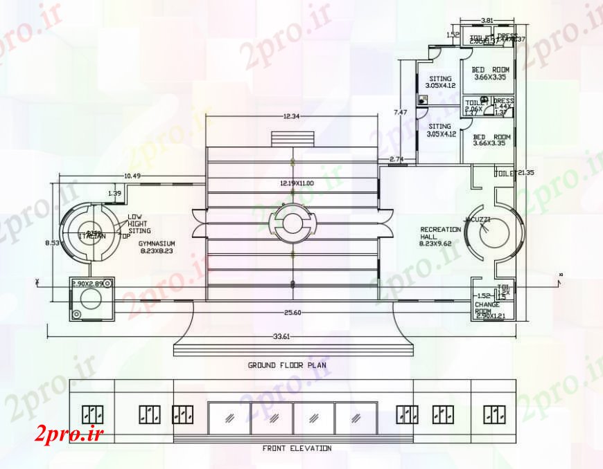 دانلود نقشه هتل - رستوران - اقامتگاه معماری باشگاه طرحی خانه طرح 21 در 33 متر (کد90512)