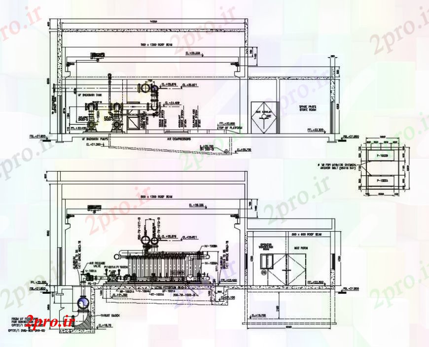 دانلود نقشه کارخانه صنعتی  ، کارگاه کارخانه صنعتی  ، کارگاه  جزئیات (کد90527)