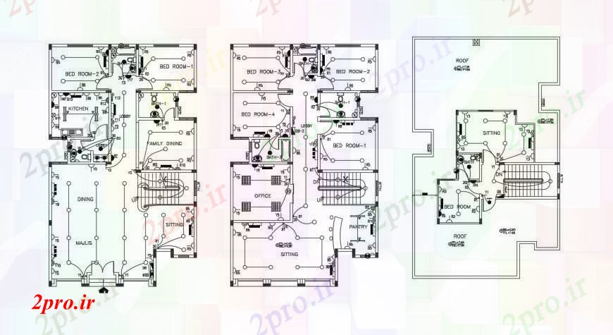 دانلود نقشه برق کشی ، اتصالات جزئیات اتصالات نور در مسکن آپارتمان   (کد90544)