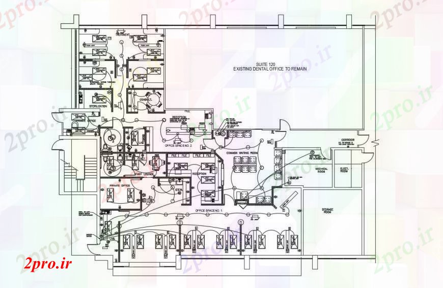 دانلود نقشه طراحی داخلی بازرگانی واحد ساخت  اتصالات الکتریکی اتوکد (کد90550)