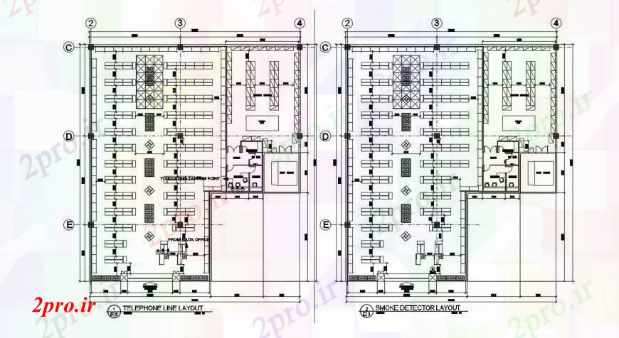 دانلود نقشه طراحی داخلی طراحی خط تلفن با اطلاعات دود (کد90568)