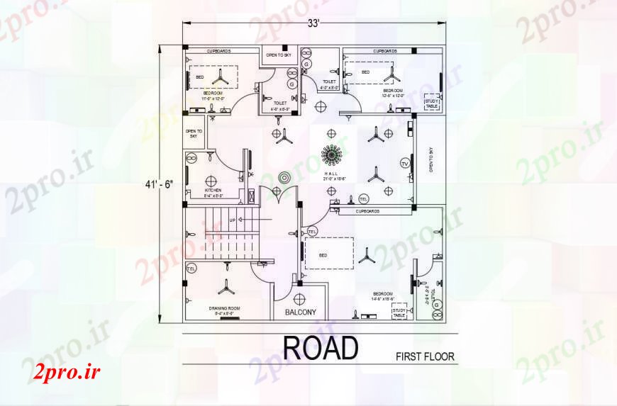 دانلود نقشه مسکونی  ، ویلایی ، آپارتمان  واحد مسکونی طراحی جزئیات کف  دو بعدی   (کد90572)