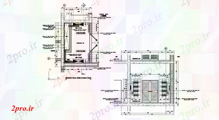 دانلود نقشه طراحی داخلی اتاق برق   بخش  اتوکد (کد90608)
