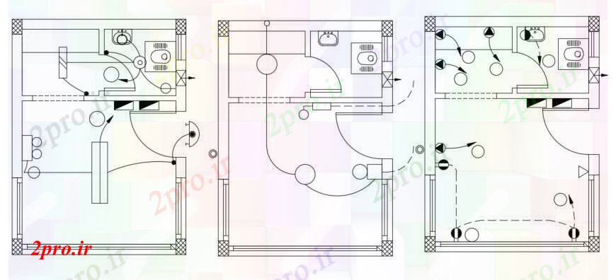 دانلود نقشه برق کشی ، اتصالات طراحی برق از اتاق   (کد90614)