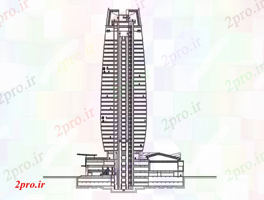 دانلود نقشه ساختمان اداری - تجاری - صنعتی خیابان ساخت  طراحی نما  (کد90626)