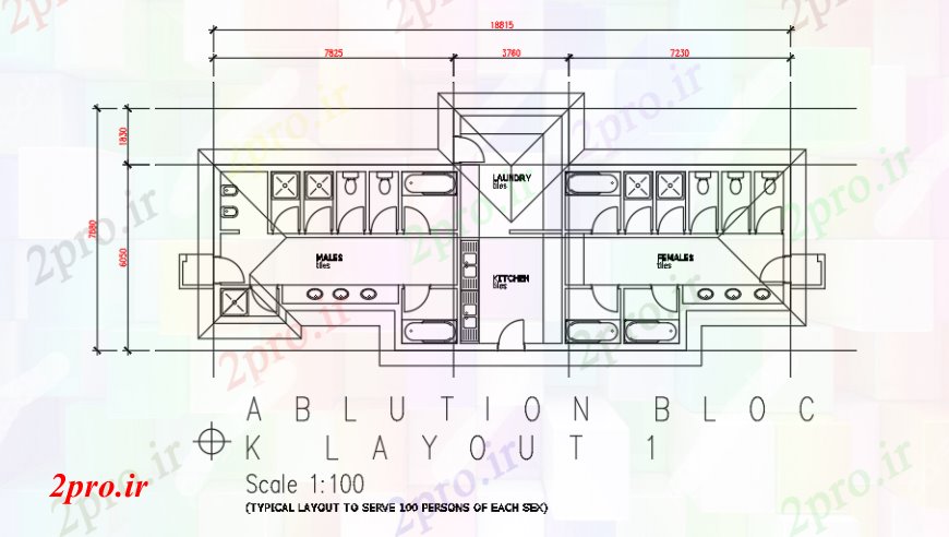 دانلود نقشه حمام مستر برنامه ریزی طراحی وضو بلوک طراحی 8 در 19 متر (کد90641)