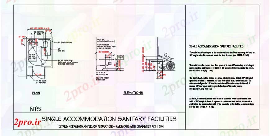 دانلود نقشه حمام مستر تنها اسکان امکانات بهداشتی طراحی (کد90642)