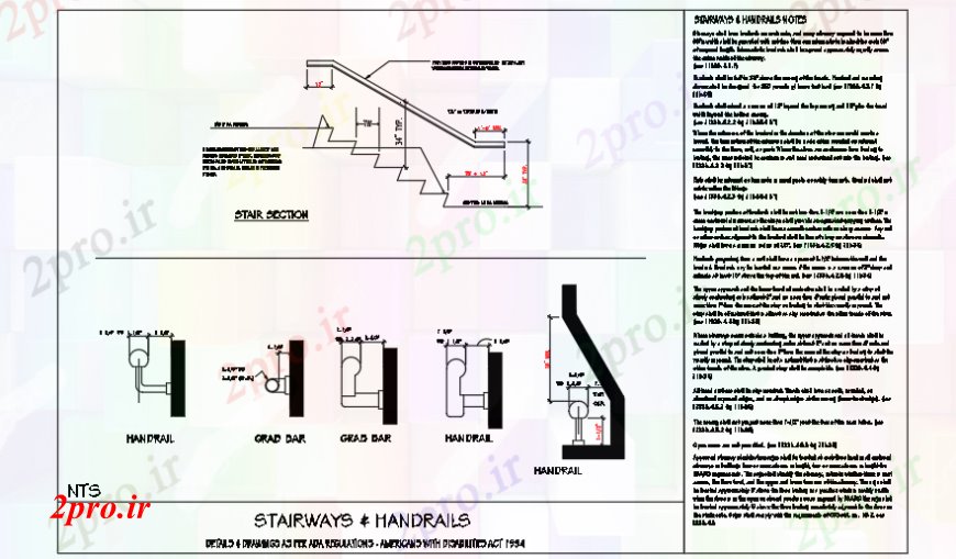 دانلود نقشه  جزئیات آسانسور و   پله و نرده بخش طراحی (کد90649)