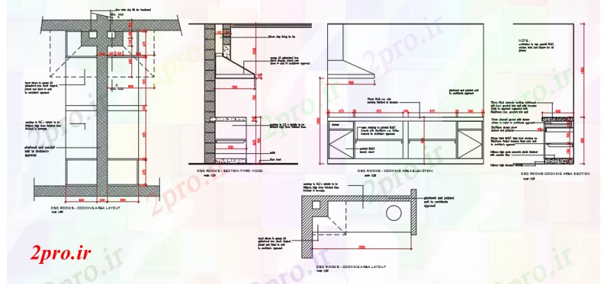دانلود نقشه آشپزخانه طراحی آشپزخانه با شرح از خانه طراحی (کد90677)