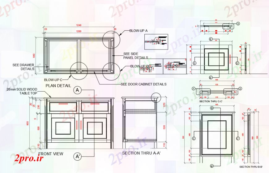 دانلود نقشه طراحی مبلمان آشپزخانه درب جزئیات کابینه را ببینید طراحی و   (کد90697)